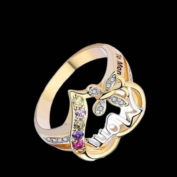 Mom's ring assort color stones ,heart shape size 9 - Picture 5 of 5